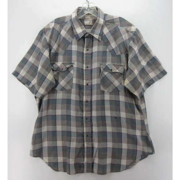VINTAGE Levis Shirt XL Western Pearl Snap Plaid Cowboy Rodeo 90s * - Picture 1 of 16